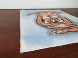 Vintage Art Bizarre Oil On Canvas Monster Painting American Artist Signed ROD