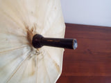 Antique Victorian Folding Carriage Cream Parasol Ebony Handle Sunbrella 1870s
