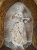Antique Italian Sculpture Palomella Wood Cased Artwork Lady Mandolin 19th C