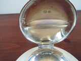 Antique English Sterling Silver Capstan Inkwell Edwardian 1906 Desk Accessory