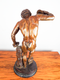 Antique 19th C Large Bronze Art Sculpture Satyr With Cymbals Duchemin Grand Tour