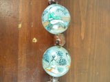 Vintage Reverse Painted Peking Glass Prayer Beads 5 Large 1.5" Unique Jewelry