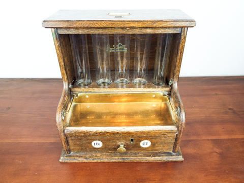 Antique English Pub Cash Register 1910 Gaskell & Chambers Wood & Glass Bar Decor