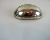 Antique 19th C Tin Lined Hip Snuff Box Silver Plate English Hinged Pocket Size