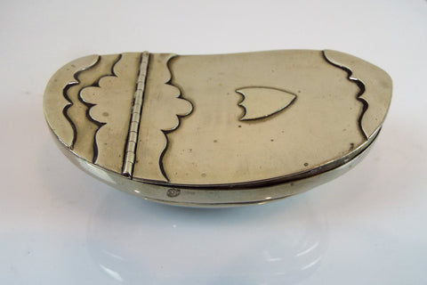 Antique 19th C Tin Lined Hip Snuff Box Silver Plate English Hinged Pocket Size