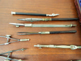 Antique Edwardian English Stanley Cased Mixed Draftman Tool Drawing Set Complete