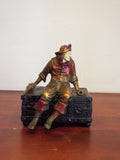 J.B. Hirsch Lador Music Box Pirate Treasure Chest Trinket Box 1920s Home Decor