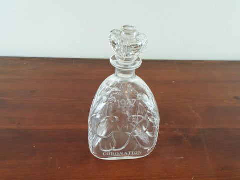 1930s Glass Pinch Whiskey Decanter 3 Kings George 5th Edward 8th George 6th