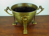 Antique Arts & Crafts Large Planter Heavy Brass Strapwork Art Nouveau Style 1900