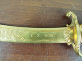 Antique Gold Gilt Brass Scimitar Letter Opener 1899 Prince Of Wales Stakes Union