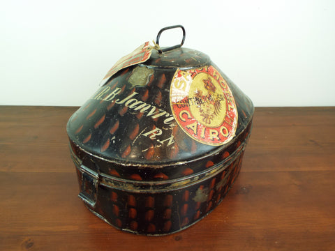 Antique 1930s British Military Naval Officers Hat Tin Gieves London Orgl Labels