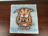 Vintage Art Bizarre Oil On Canvas Monster Painting American Artist Signed ROD