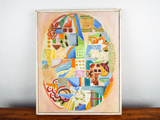 Original Abstract Art Collage Oil On Canvas Painting Signed M Guggenheim J Meyer