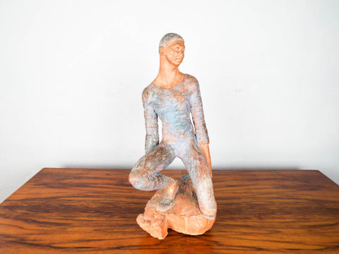 Vintage Clay Sculpture Acrobat Trapeze Art Terracotta Working Study Zuniga Style