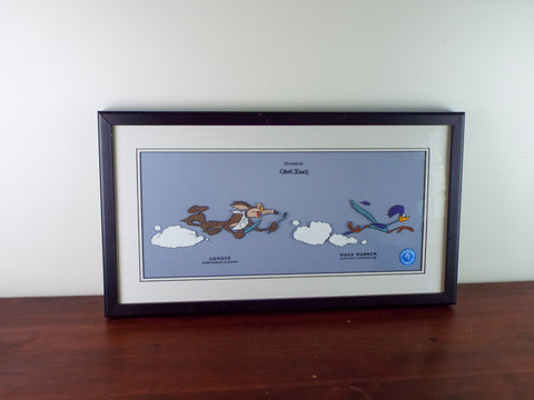 Vtg Framed Road Runner Wile E Coyote Sericel Chuck Jones Authenticated Beep Beep