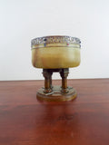 Antique 1910s British Sterling Clad Import Bronze Stone Gem Inset Bowl S & C