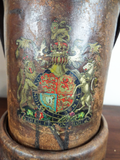 Two Vintage WW2 Leather Ammunition Shell Carrier British Umbrella Cane Bucket