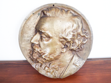 Antique Heavy 12" Bronze Metal Roundel Gentlemans Bust Wall Art 19th C Repousse
