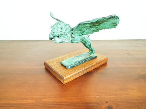 Vintage Bronze Griffin Verdigris Lion Wings Brutalist Style Signed Mark Coreth