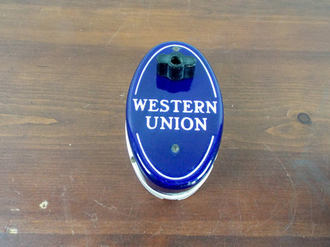 Antique Western Union Tel Co blue & White Porcelain Call Box 6 B 1910s Equipment