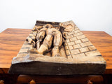 Antique 1920s Black Forest Wood Carving 3 D Art Sculpture German Art Soldier