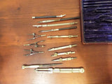 Antique Edwardian English Stanley Cased Mixed Draftman Tool Drawing Set Complete