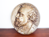 Antique Heavy 12" Bronze Metal Roundel Gentlemans Bust Wall Art 19th C Repousse
