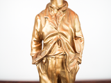 Antique French Sculpture Whistler After Bruonon Made In Paris 19thC Signed Metal