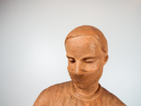 Vintage 1940s Art Sculpture European Terracotta Masked Medic Signed E Kloister