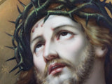 Antique Porcelain Round Plaque Jesus Wears Crown Of Thorns Framed German Art