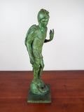 Vintage Verdigris Bronze Sculpture St George & The Dragon Signed J A Finelli 78