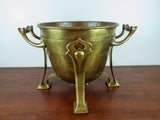 Antique Arts & Crafts Large Planter Heavy Brass Strapwork Art Nouveau Style 1900