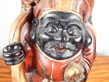 Antique Asian Wooden Art Sculpture Three Star Gods Polychromed Red Black Gold