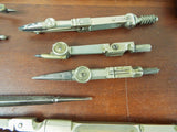 Antique Edwardian English Stanley Cased Mixed Draftman Tool Drawing Set Complete