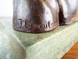 19thC French Art Nouveau Bronze Sculpture Jean Escoula Signed Art 1898