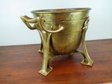 Antique Arts & Crafts Large Planter Heavy Brass Strapwork Art Nouveau Style 1900