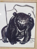 Jirayr Zorthian 1953 California Artist Signed Ink Art Vintage Bear Animal