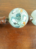 Vintage Reverse Painted Peking Glass Prayer Beads 5 Large 1.5" Unique Jewelry