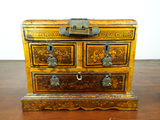 1920s 30s Asian Lacquer Jewelry Box Folding Mirror Chinese Travel Dressing Box