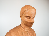 Vintage 1940s Art Sculpture European Terracotta Masked Medic Signed E Kloister