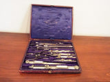 Antique Edwardian English Stanley Cased Mixed Draftman Tool Drawing Set Complete
