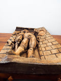 Antique 1920s Black Forest Wood Carving 3 D Art Sculpture German Art Soldier