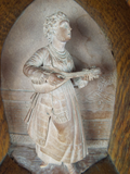 Antique Italian Sculpture Palomella Wood Cased Artwork Lady Mandolin 19th C