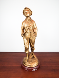 Antique French Sculpture Whistler After Bruonon Made In Paris 19thC Signed Metal