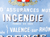 Antique Bowed French Enamel Advertising Sign Mutual Fire Insurance Valence 1920s
