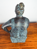 Vintage Mexican Bronze Art Sculpture Carlos Aguirre 4/8 Signed Art Rural Woman
