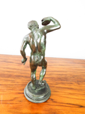 Antique 19th C 10" Bronze Art Sculpture Satyr Faun With Cymbals After Duchemin