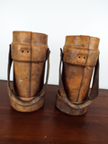 Two Vintage WW2 Leather Ammunition Shell Carrier British Umbrella Cane Bucket
