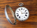 Antique English Sterling Silver Open Face Pocket Watch Victorian J B Law Railway