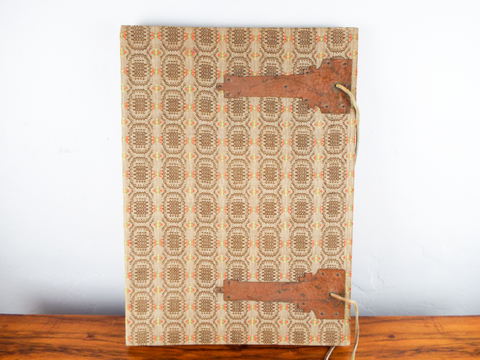 Antique English Arts & Crafts Canvas Portfolio Art Book Cover Cottage Decor 1900